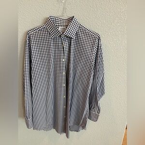 T.M.Lewin Navy and White Checkered Shirt
